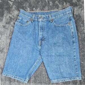 Levi Strauss 505 Denim Shorts Mens W33 Blue Jean Cutoff Casual